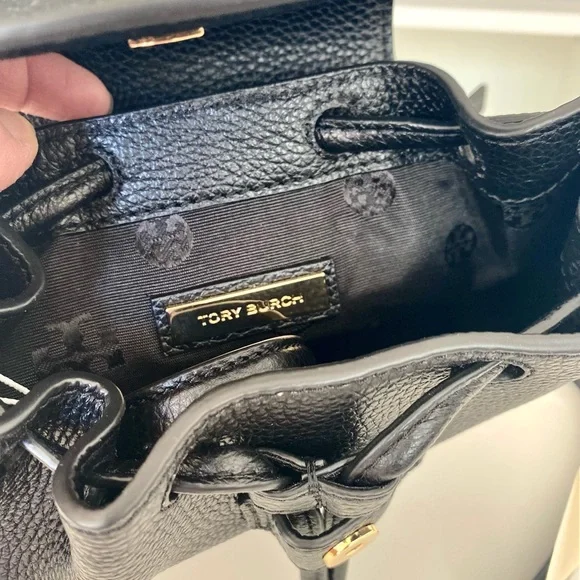 🏅🌈NEW🌈Tory Burch Thea Mini bucket backpack/shoulder bag/black/leather - Picture 11 of 14